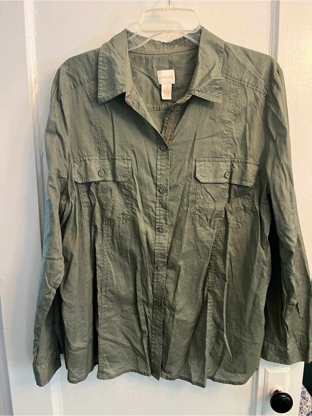 Chico's  Olive Utility Blouse